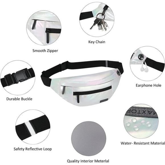 Large Crossbody Fanny Pack with 4-Zipper Pocket Gym Sports Festival Workout - Picture 5 of 6